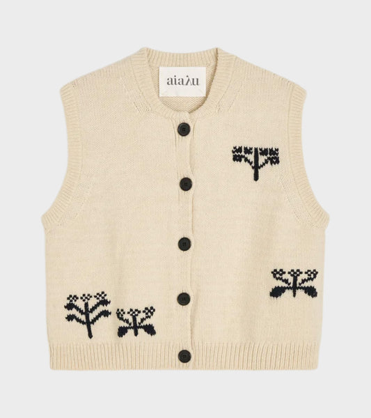Macha Vest Mix Pure Ecru