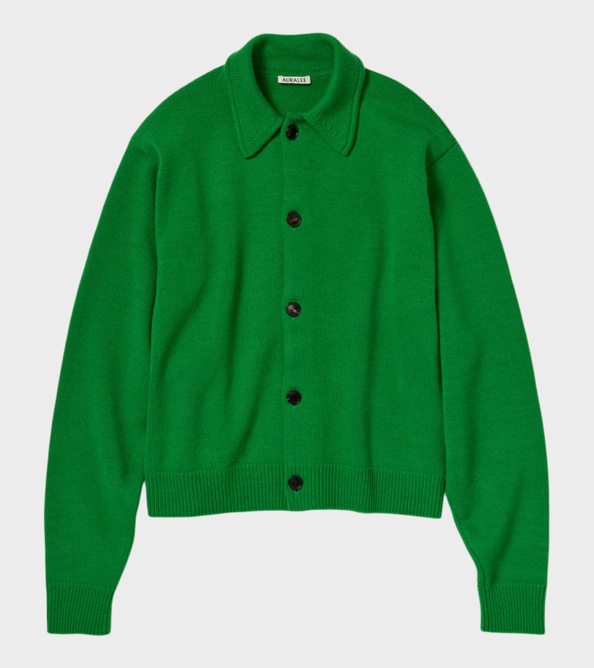 Super Fine Wool Knit Shirt Cardigan Green