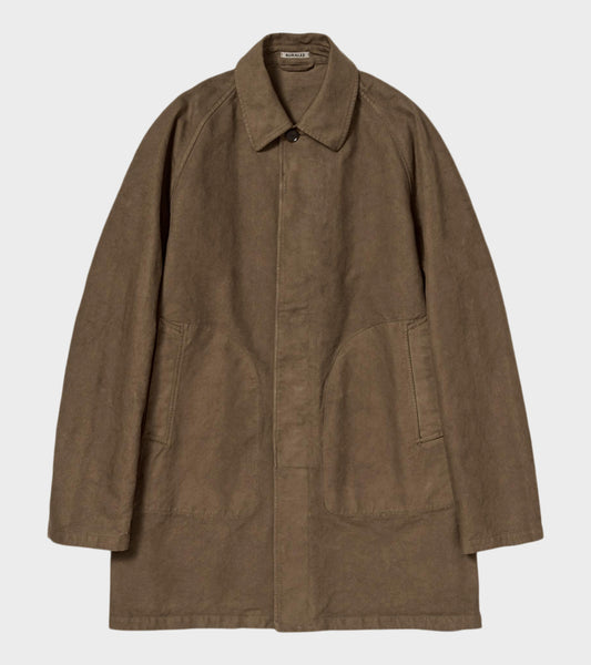 Garment Dyed Organic Cotton Heavy Twill Short Coat Dark Brown