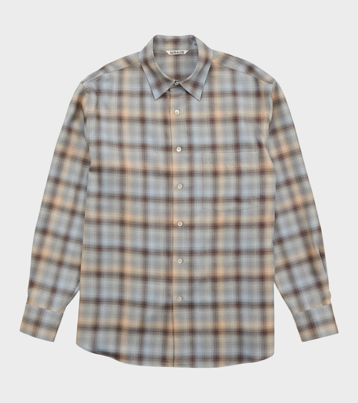 Super Light Wool Check Shirt Blue Orange Check
