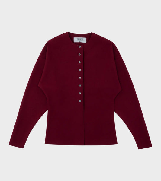 Lay2 Round-Neck Cardigan Burgundy