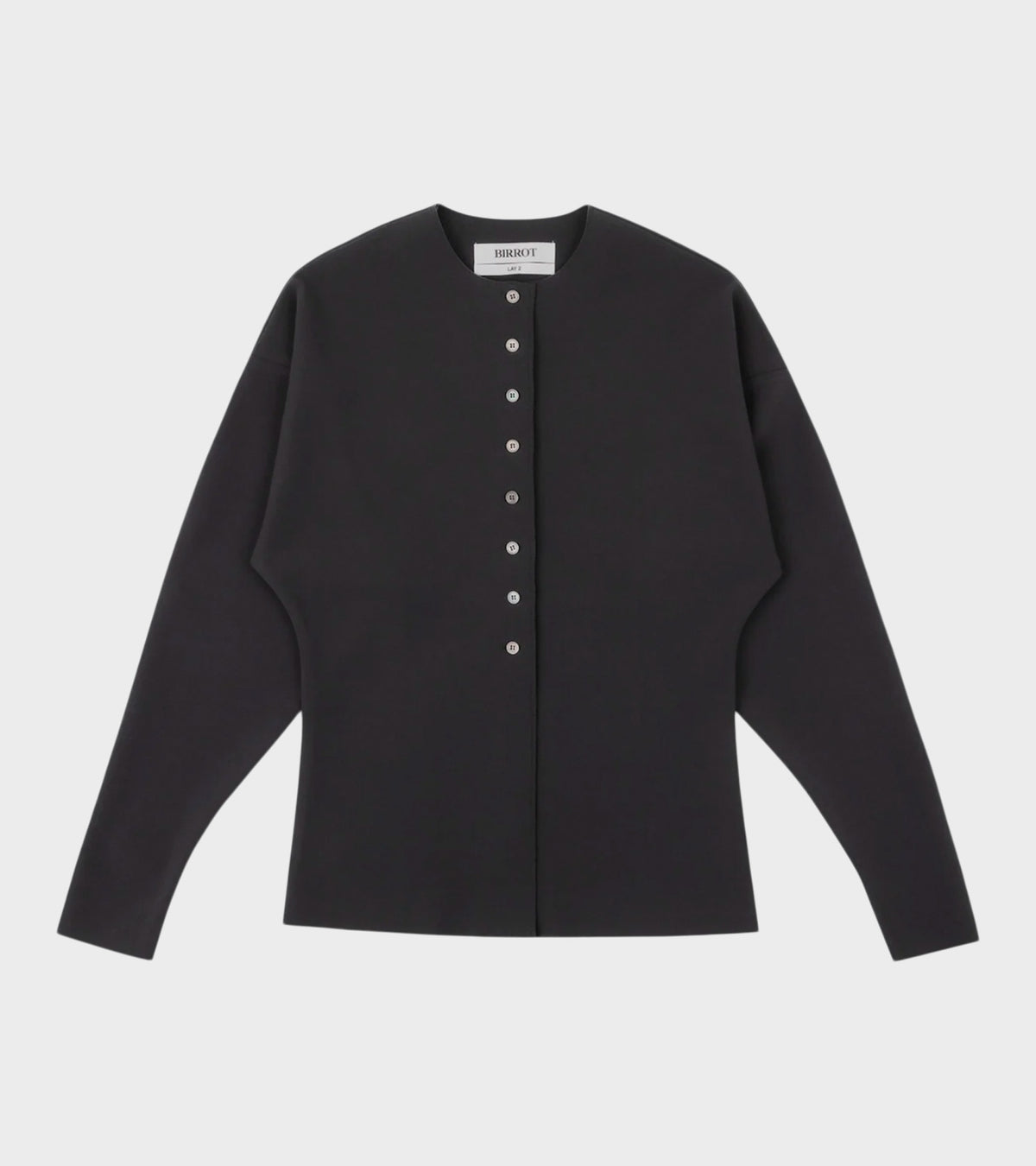 Lay2 Round-Neck Cardigan Anthracite