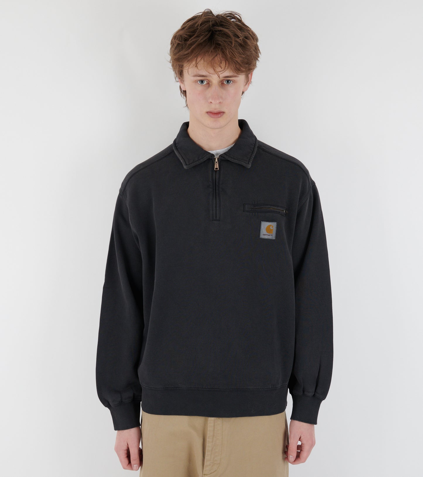 Half Zip Detroit Sweatshirt Black Stone Washed