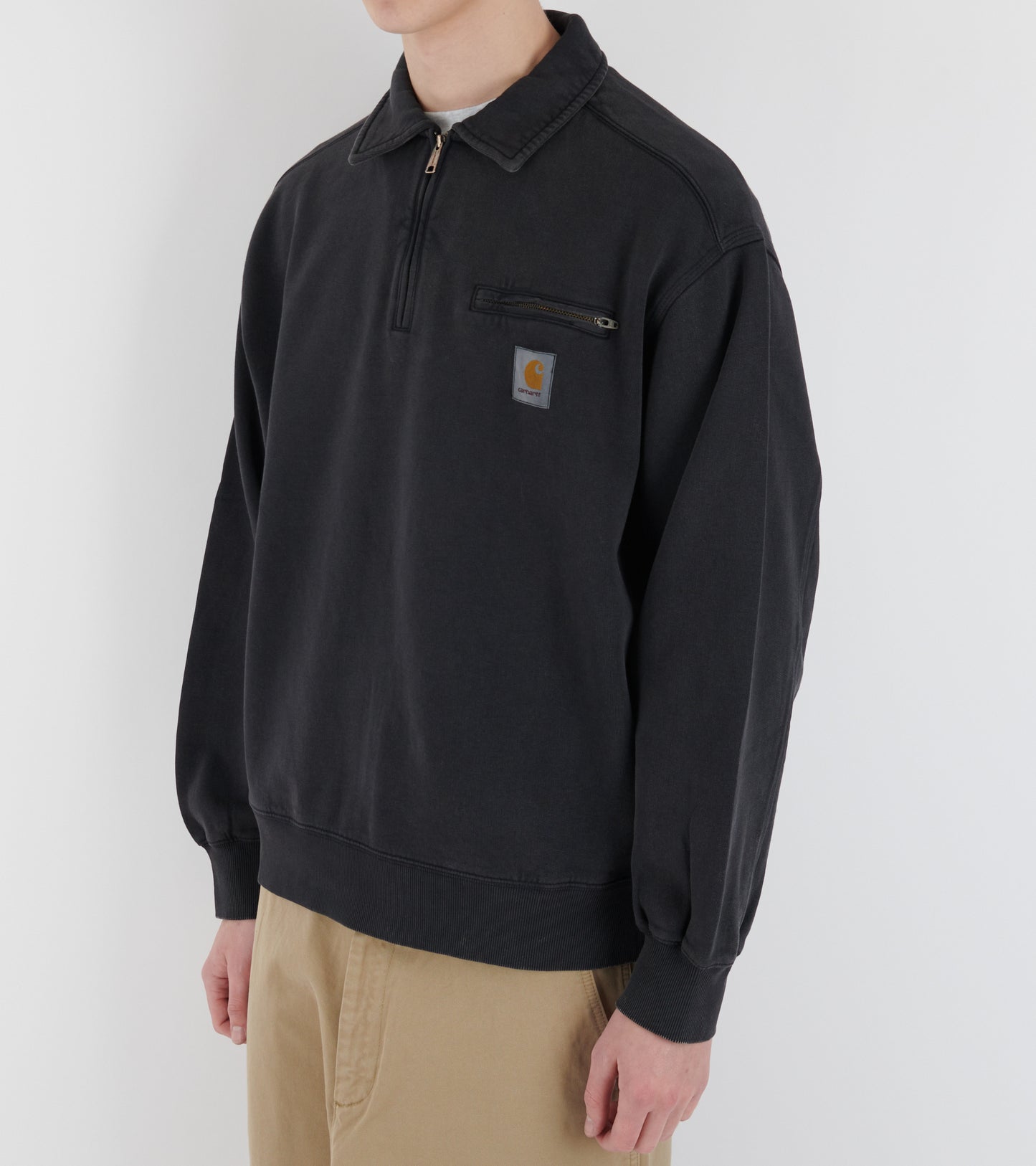 Half Zip Detroit Sweatshirt Black Stone Washed