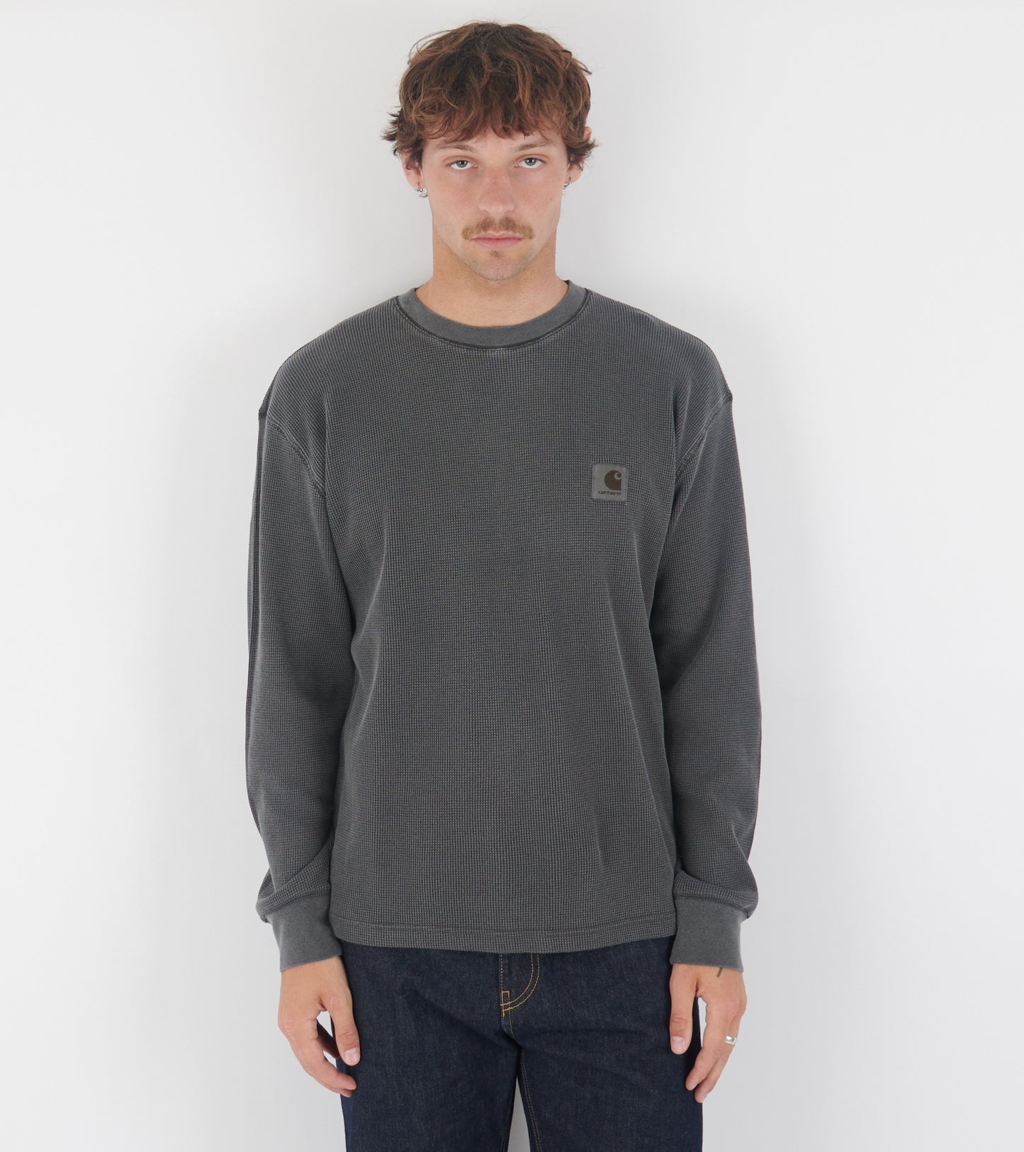L/S Vista Waffle T-shirt Black Garment Dyed