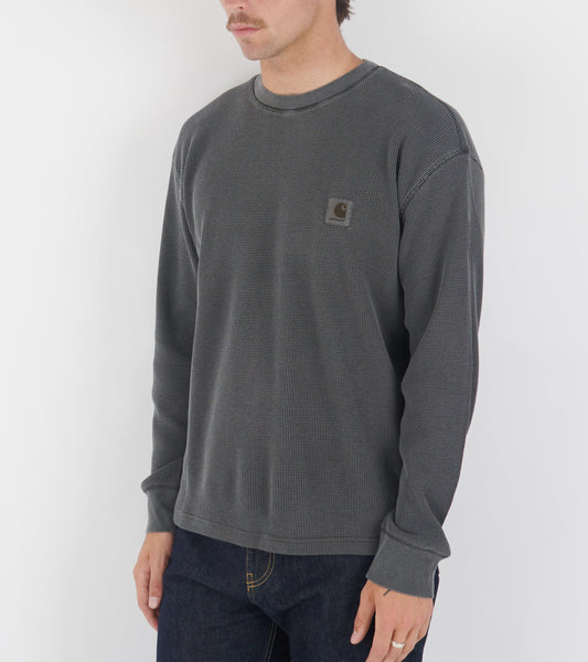 L/S Vista Waffle T-shirt Black Garment Dyed