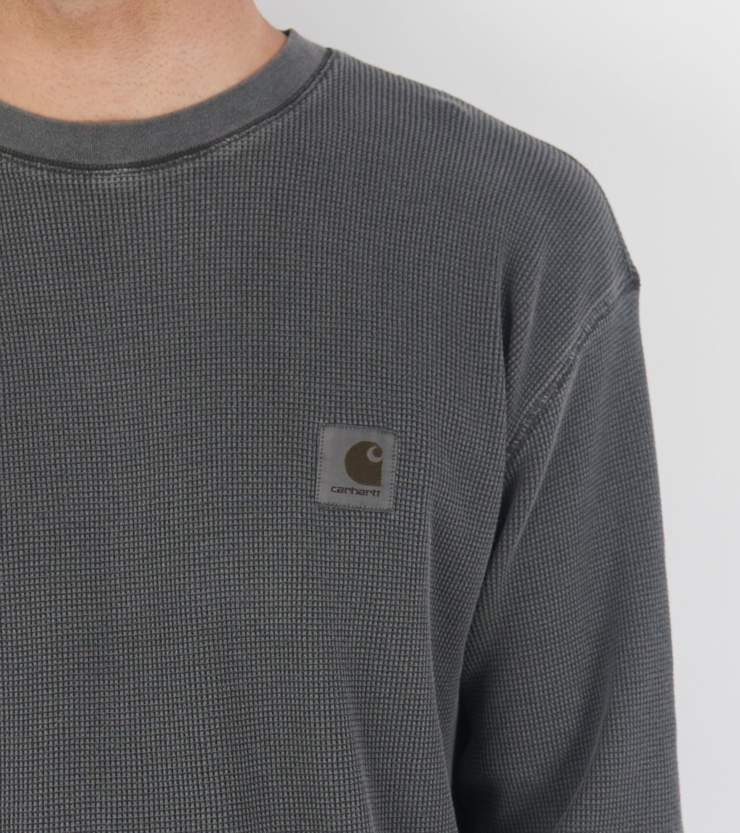 L/S Vista Waffle T-shirt Black Garment Dyed