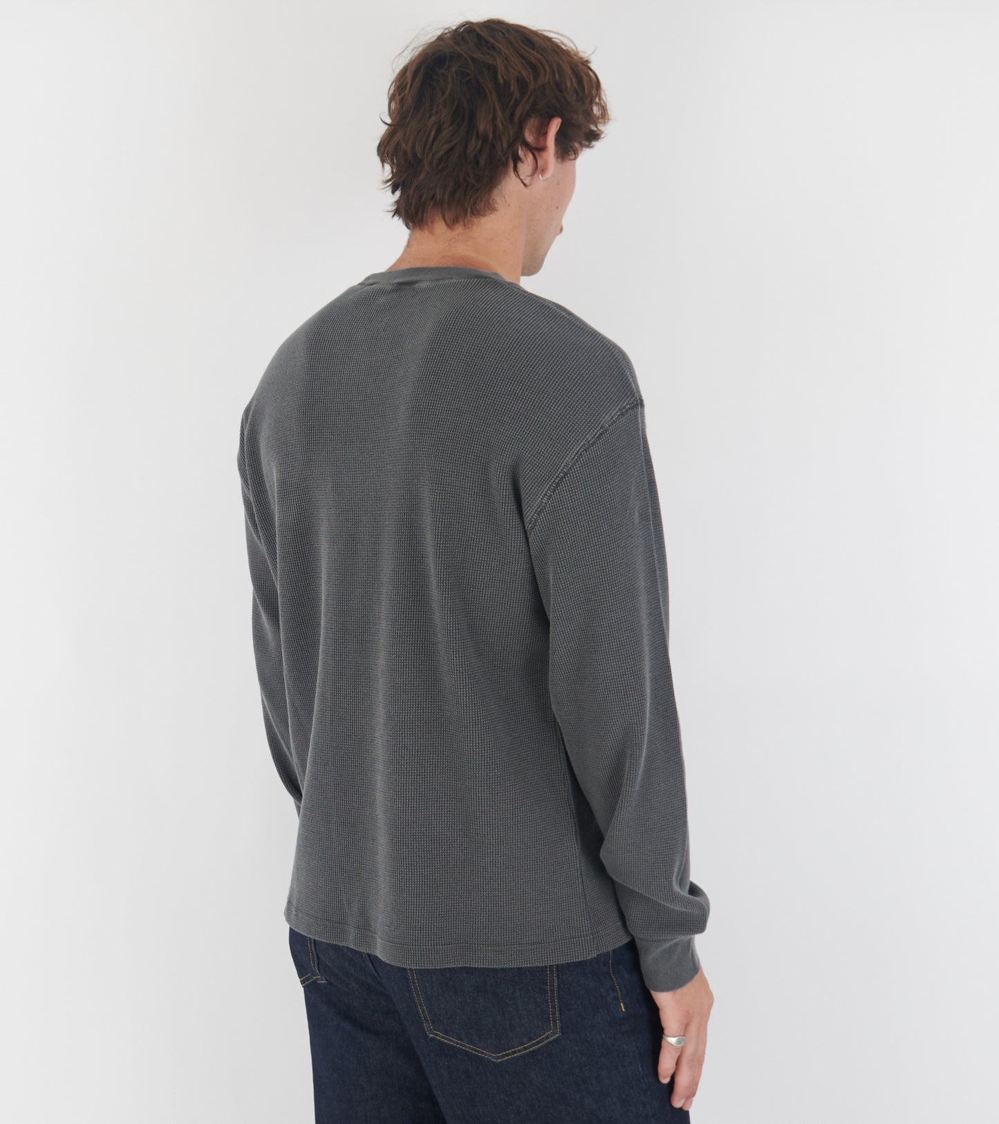 L/S Vista Waffle T-shirt Black Garment Dyed