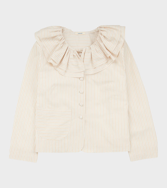 Japanese Mugwasher Stripes Cotton Rowan Jacket Apricot Stripe