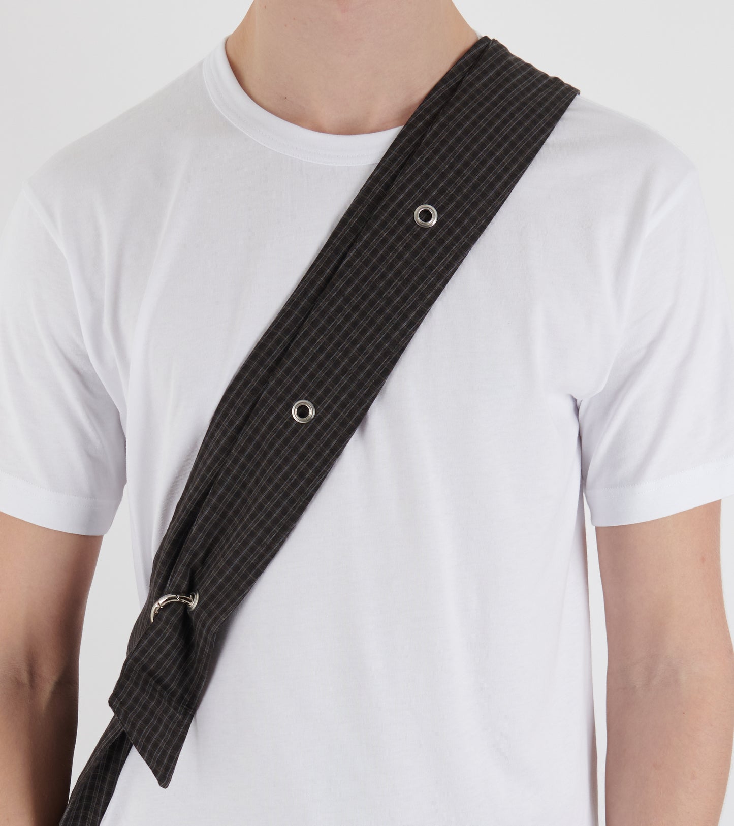 Eyelet Shoulder Bag Dark Linen Check