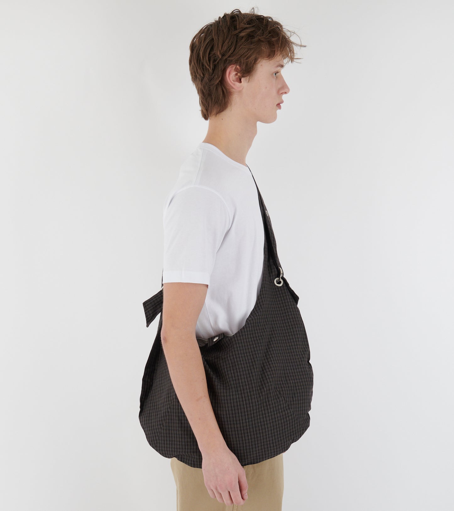 Eyelet Shoulder Bag Dark Linen Check