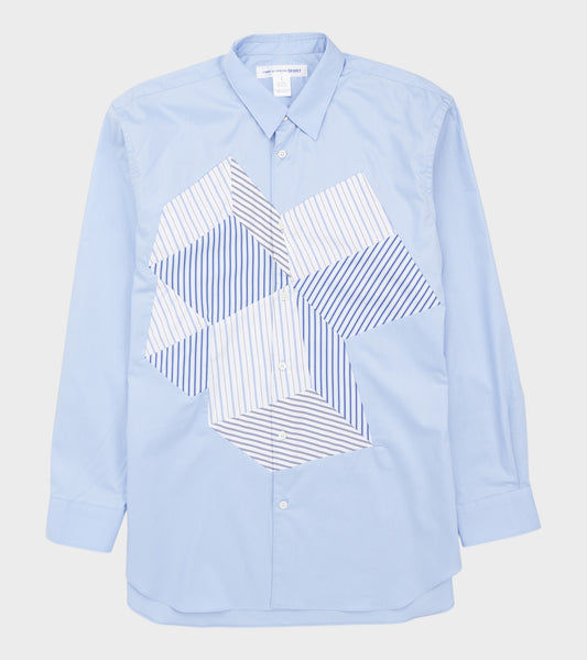Patchwork 3D Cubes Shirt Light Blue – Dr. Adams