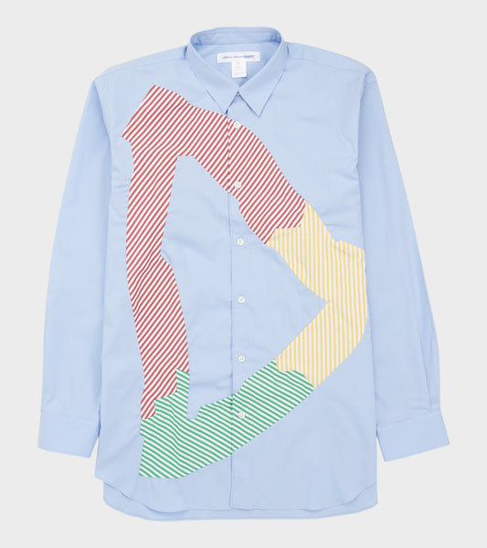 Color Patchwork Shirt Light Blue
