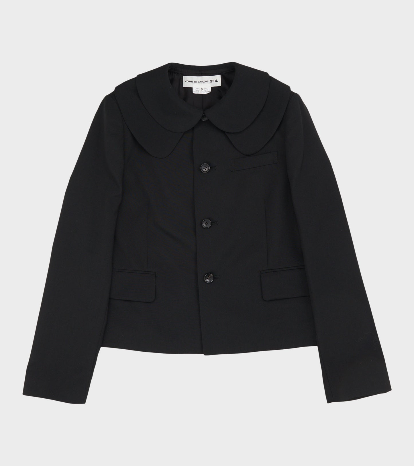 Double Collar Wool Blazer Black