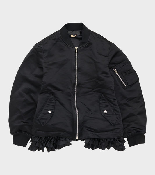 Ruffle Bomber Jacket Black