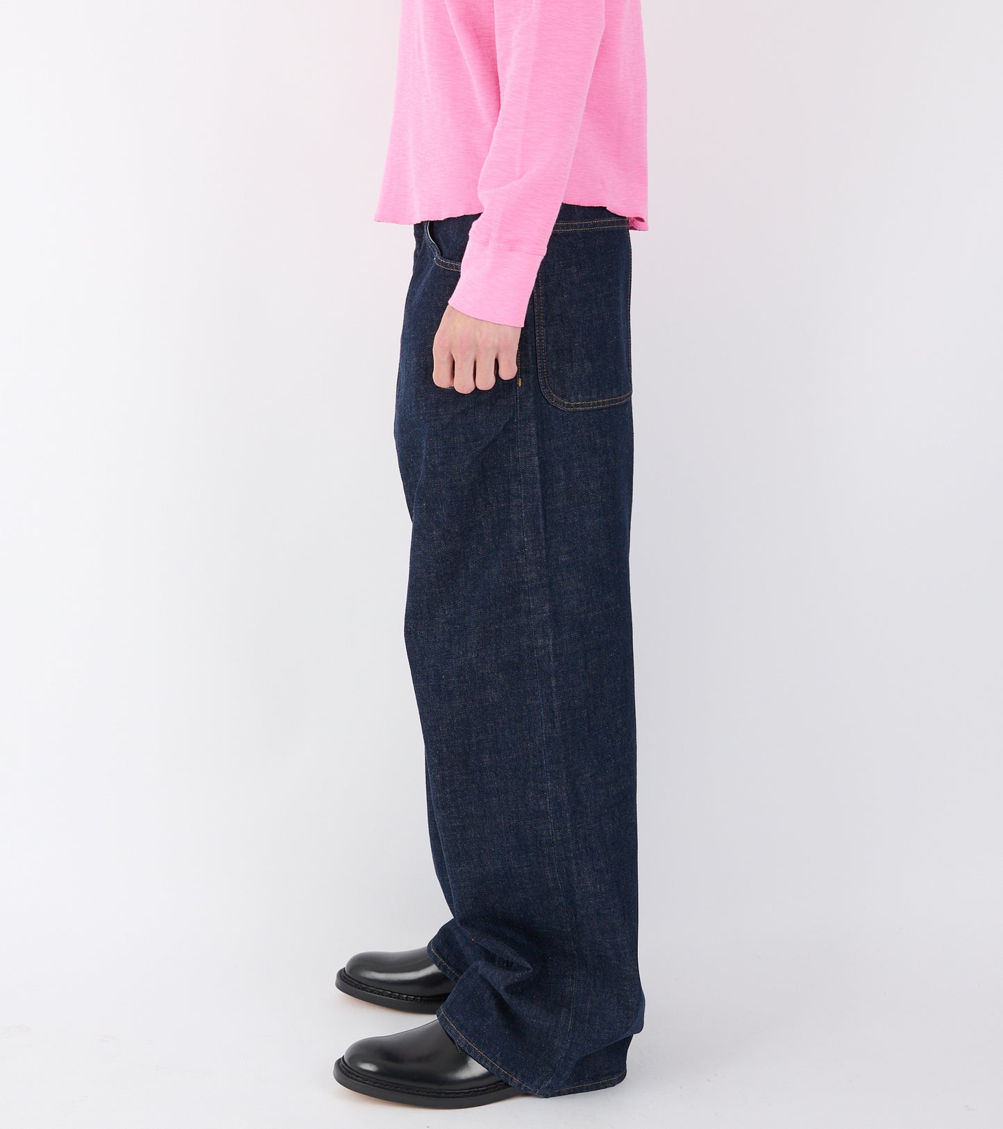 Super Wide Jeans Simple Rinse Blue