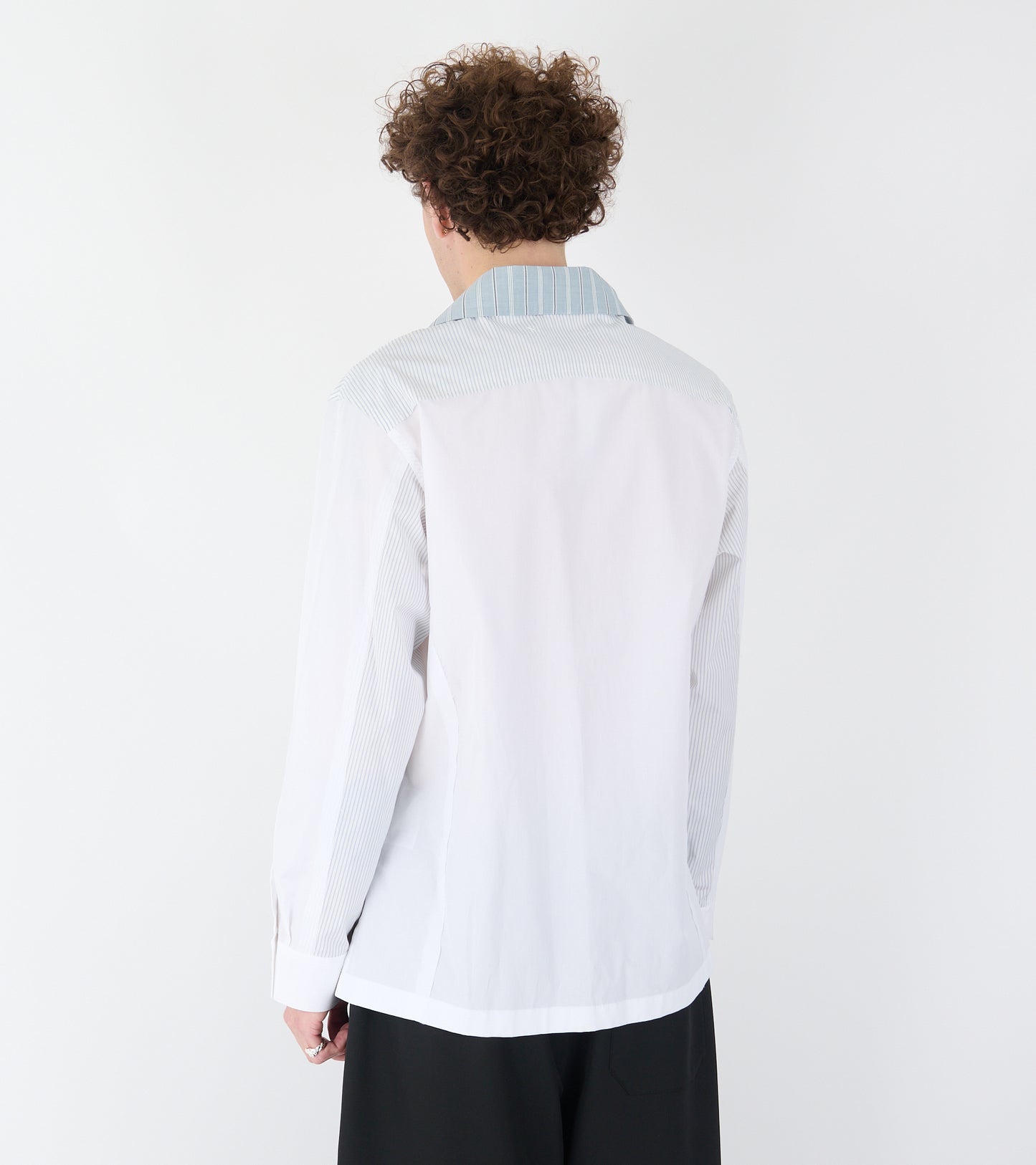 Patchwork Pinstriped Shirt White/Blue