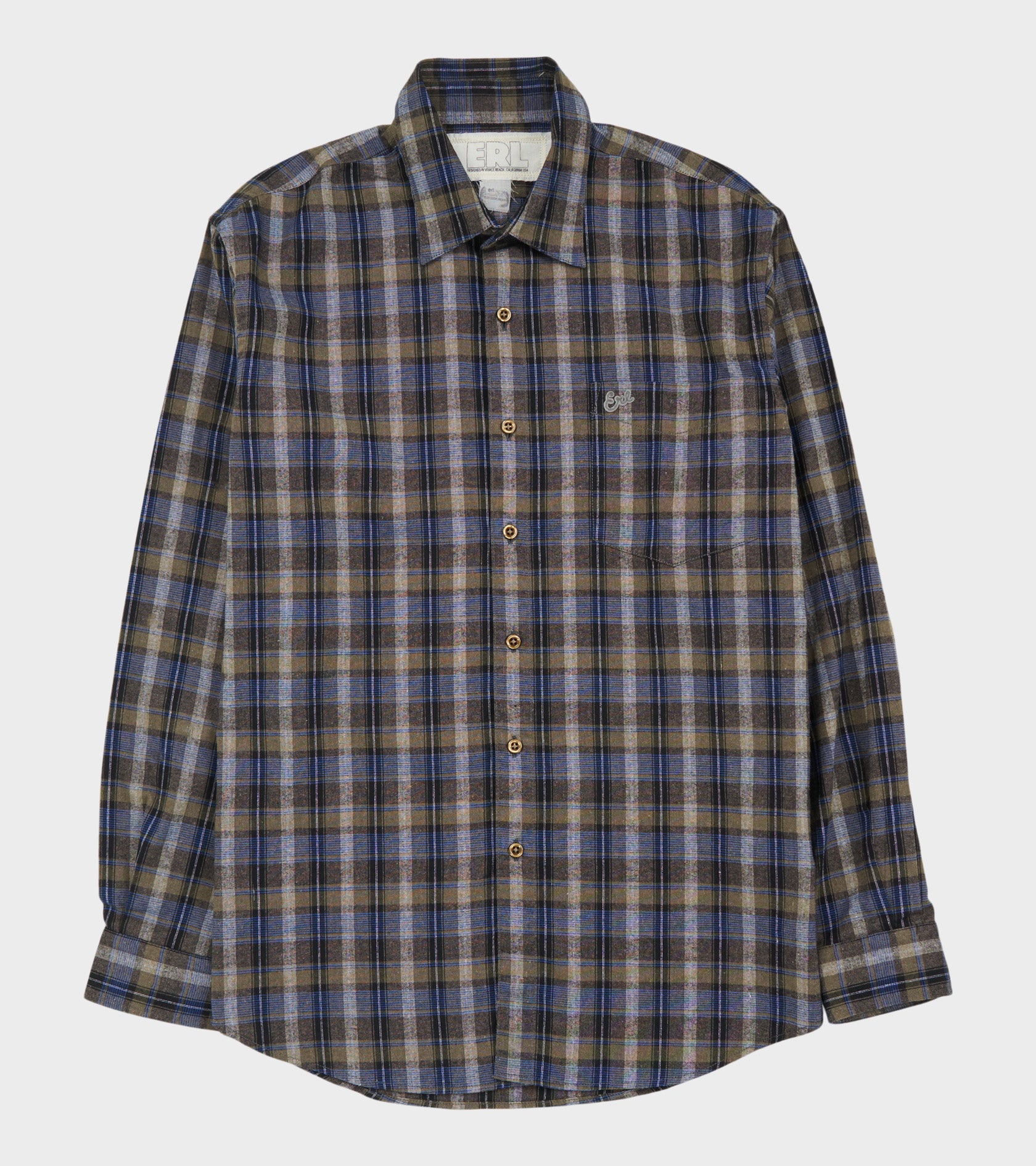 grey check shirt woven brown