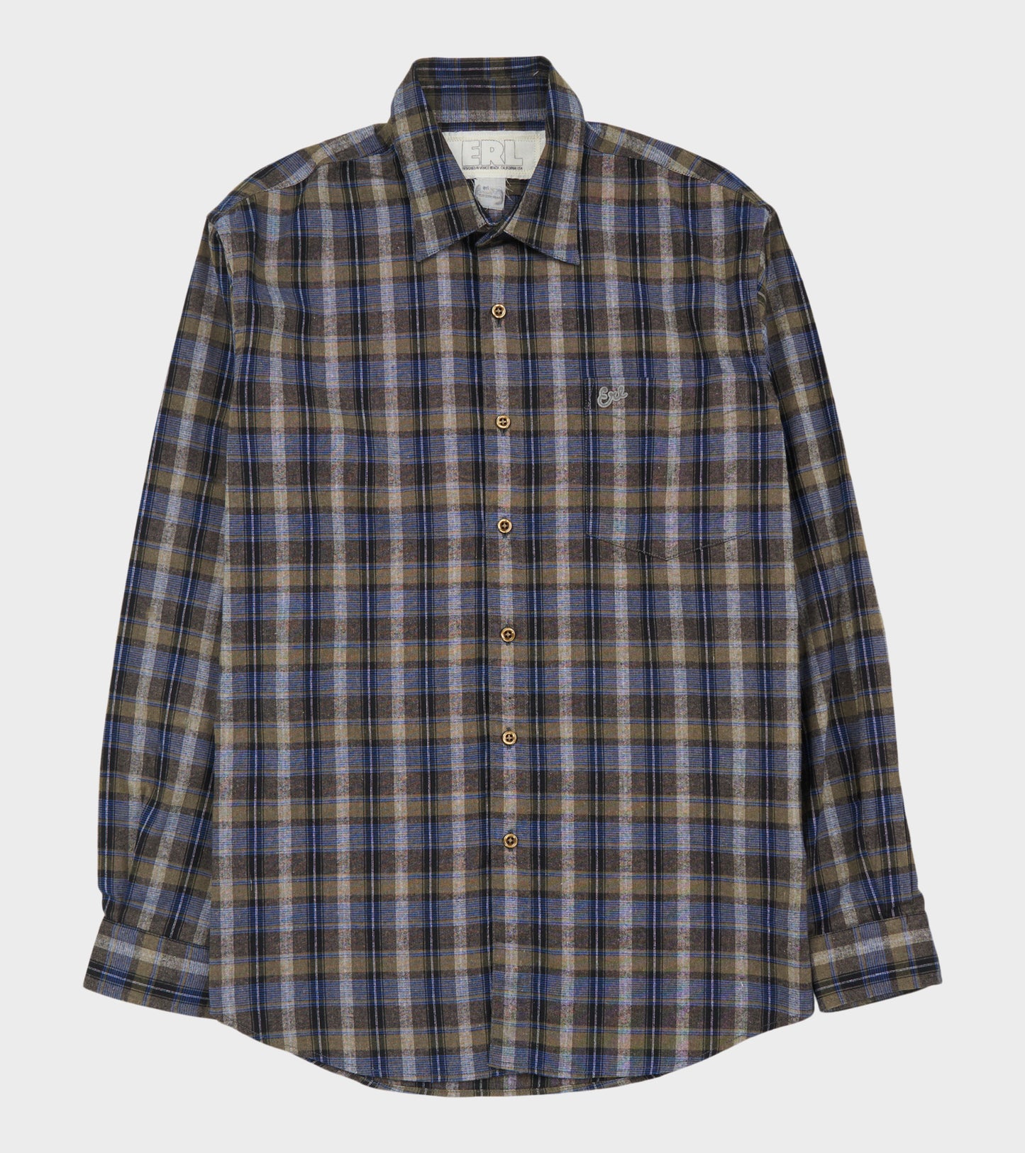 Grey Check Shirt Woven Brown