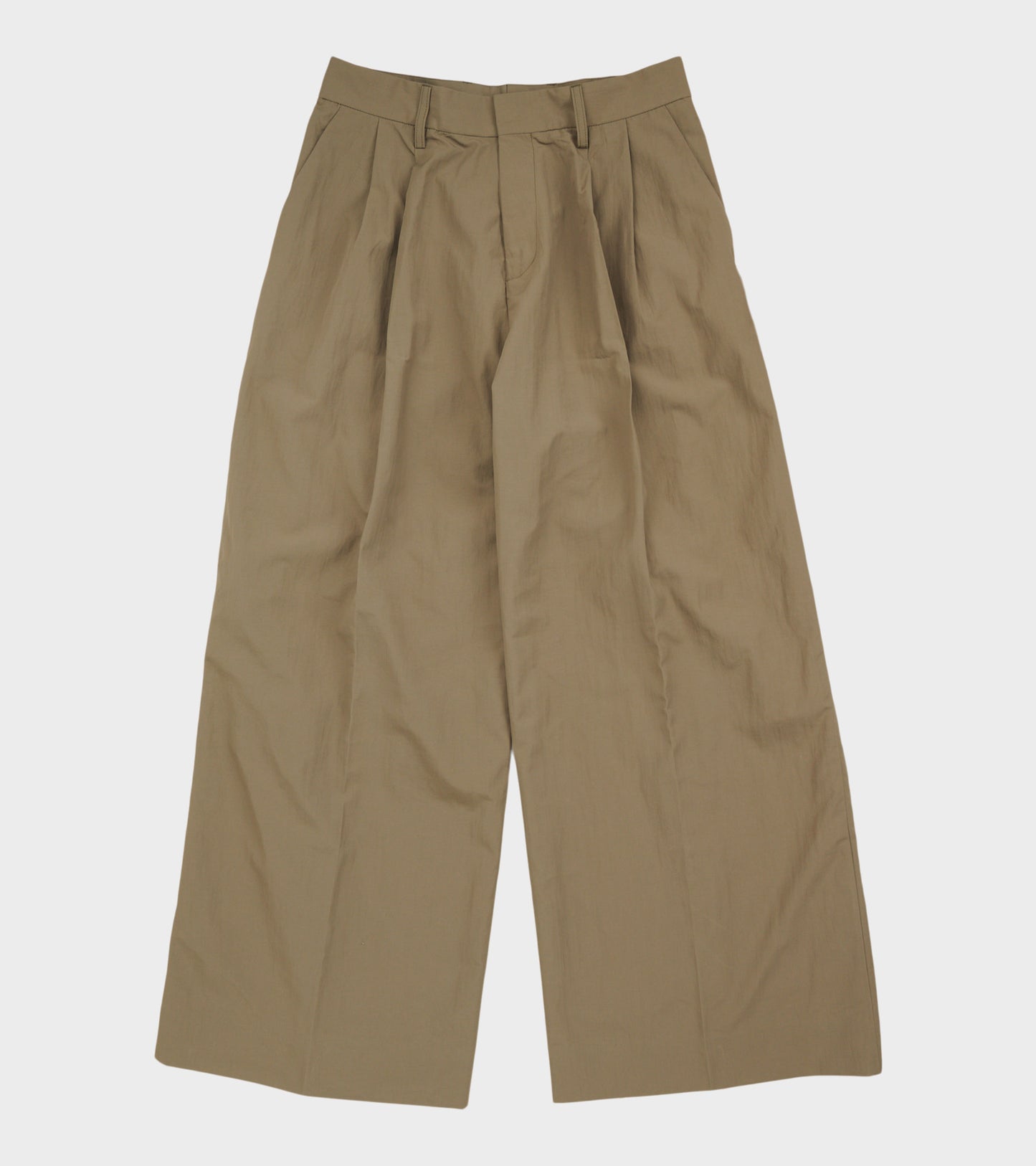 Nylon Pleated Suit Trousers Khaki