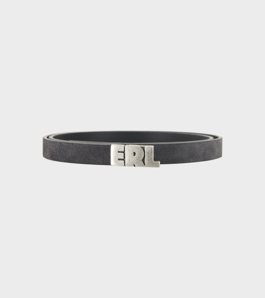 Suede Skinny Leather Belt Charcoal