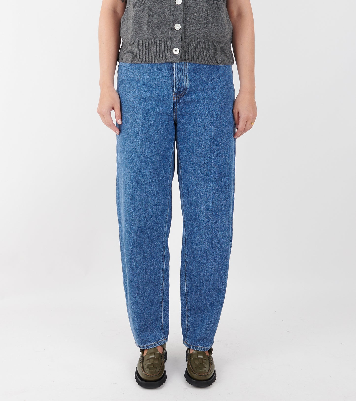 Hemp Cotton Barrel Jeans Washed Blue