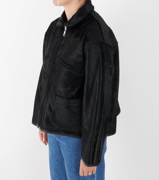 Hair On Leather Hide Flying Jacket Black