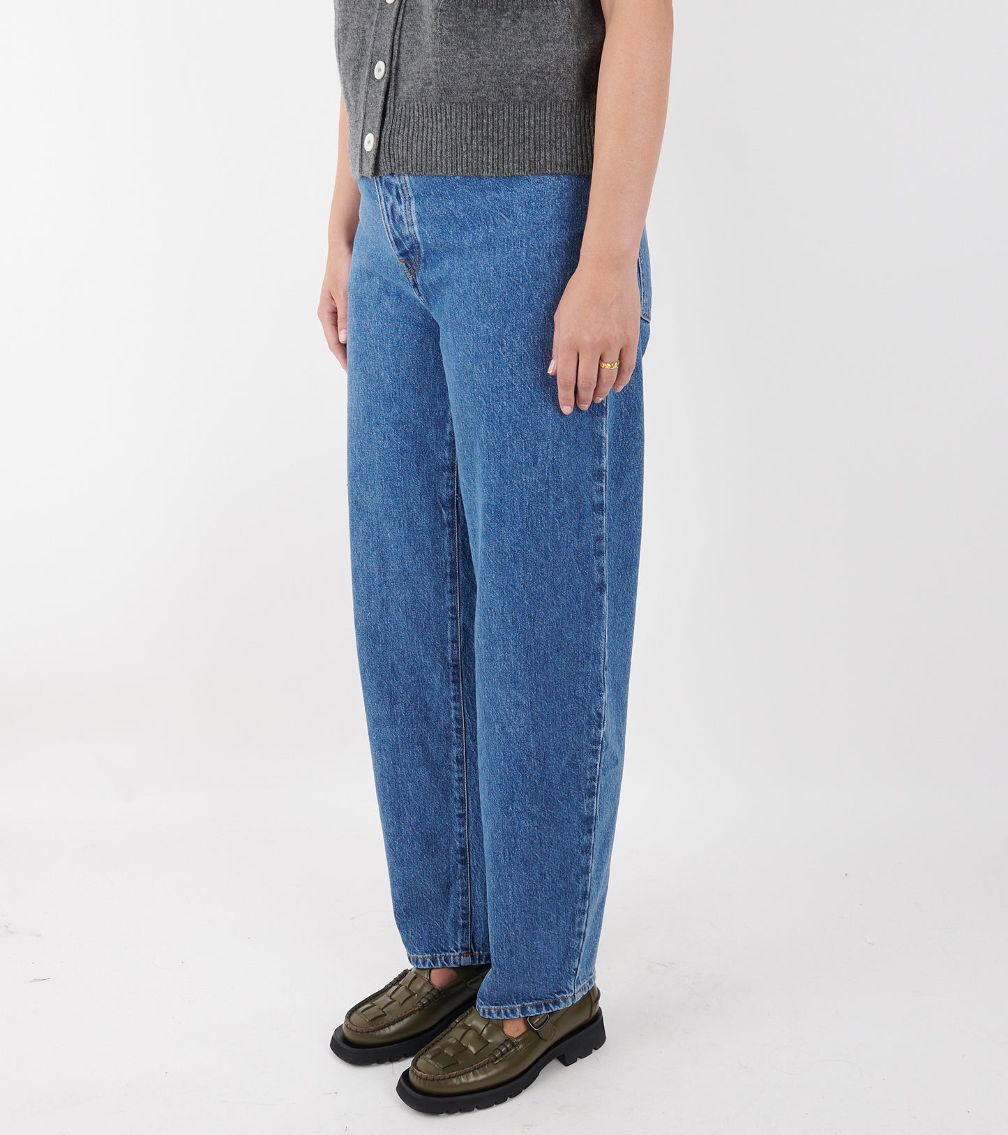 Hemp Cotton Barrel Jeans Washed Blue