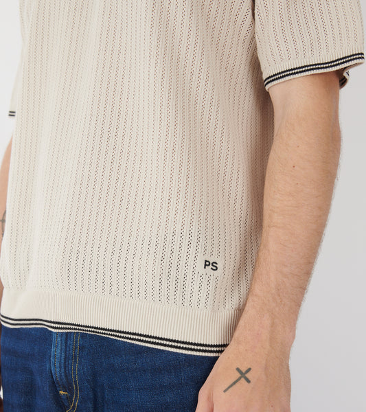 S/S Knit Polo Light Beige/Black