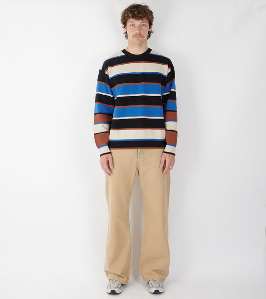 Striped Crewneck Sweater Blue/Brown Mix