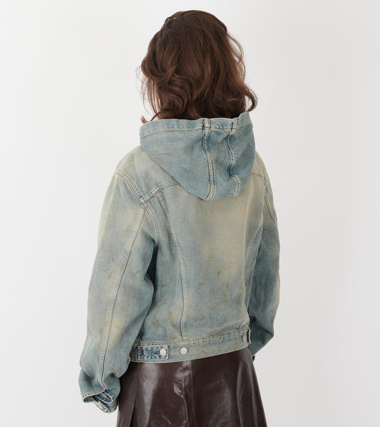 Hooded Denim Jacket Mid Blue