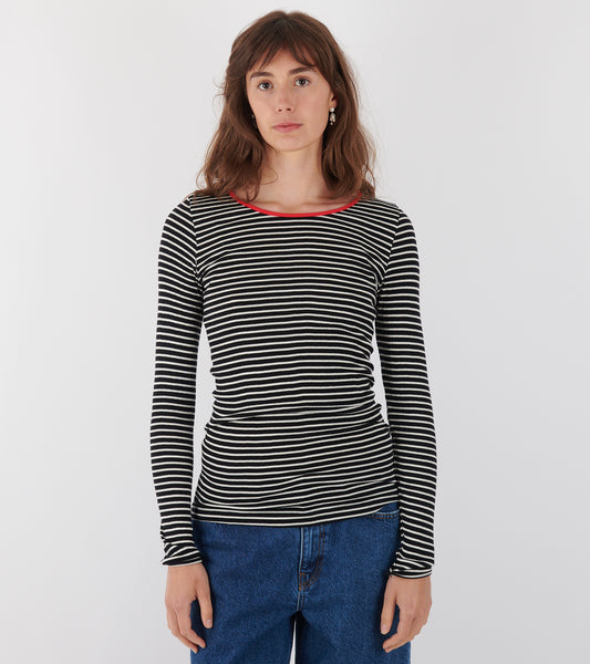 101 Rib Black/Ecru/Red
