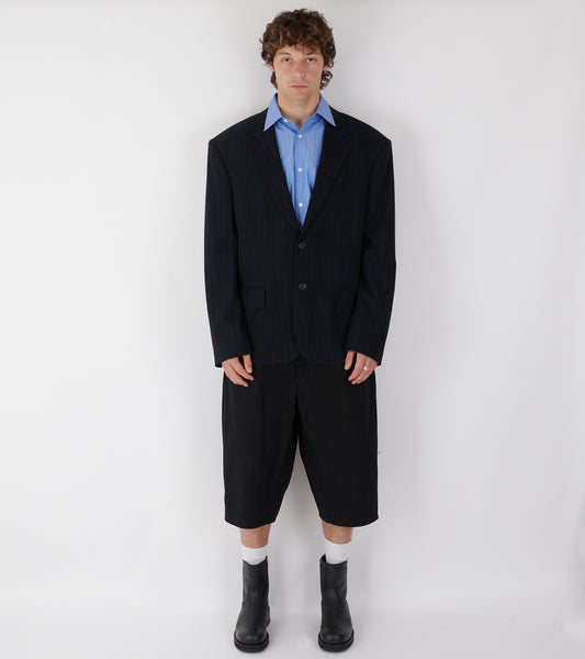 Pinstripe Blazer Dark Navy