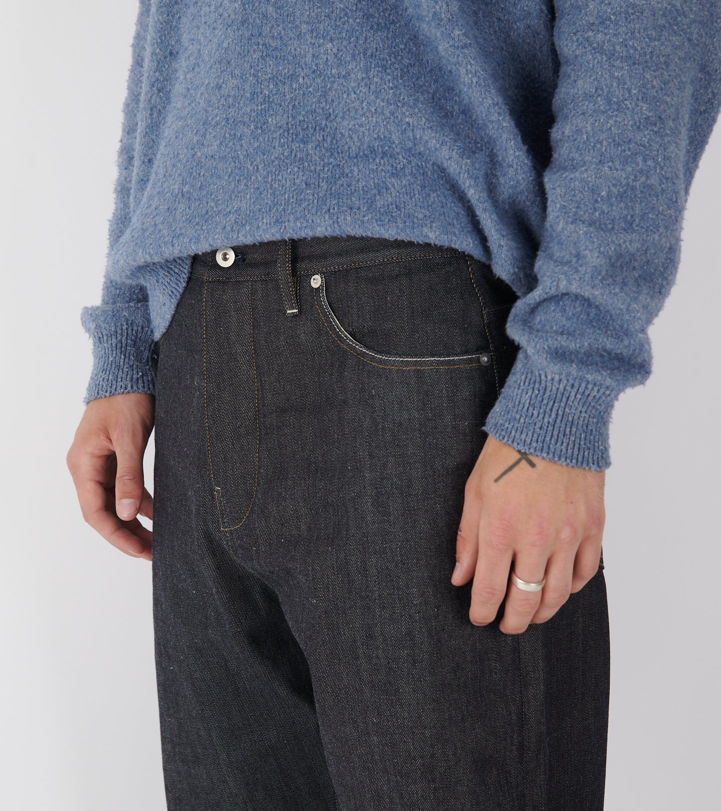 Rigid Loose Denim Jeans Dark Blue