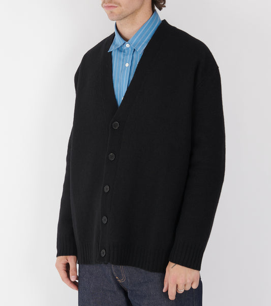Boiled Wool Cardigan Black