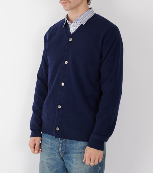 V-neck Lambswool Cardigan Navy