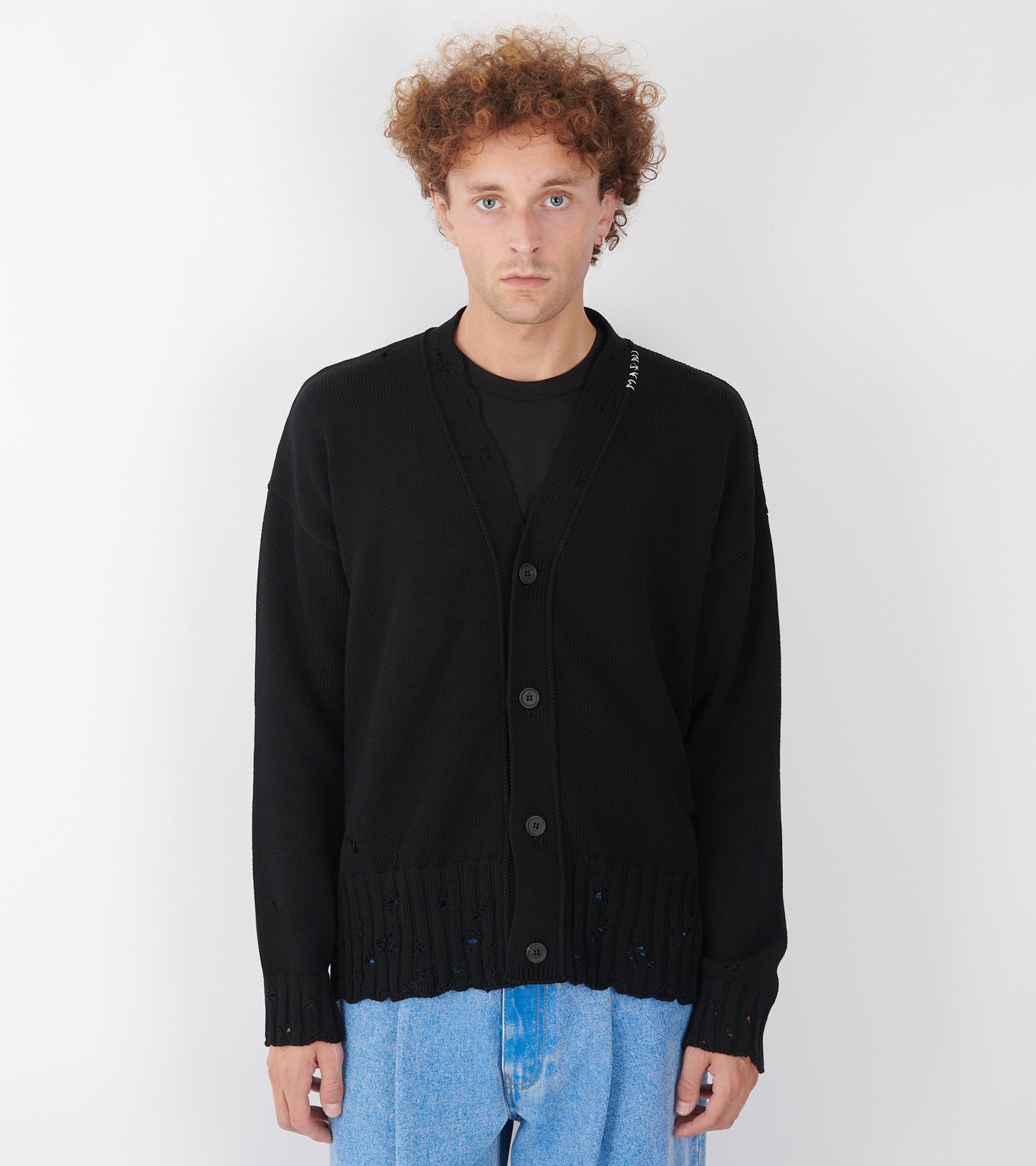 Cotton Knit Cardigan Black