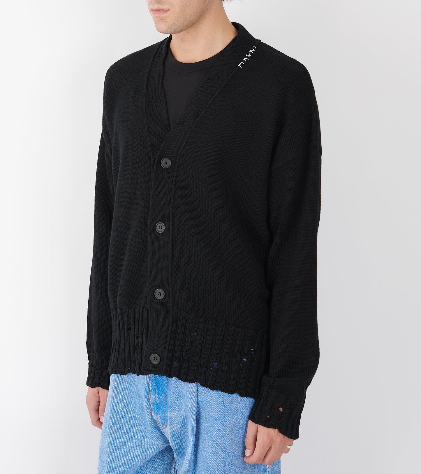 Cotton Knit Cardigan Black
