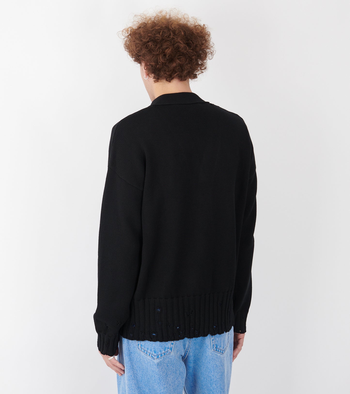 Cotton Knit Cardigan Black