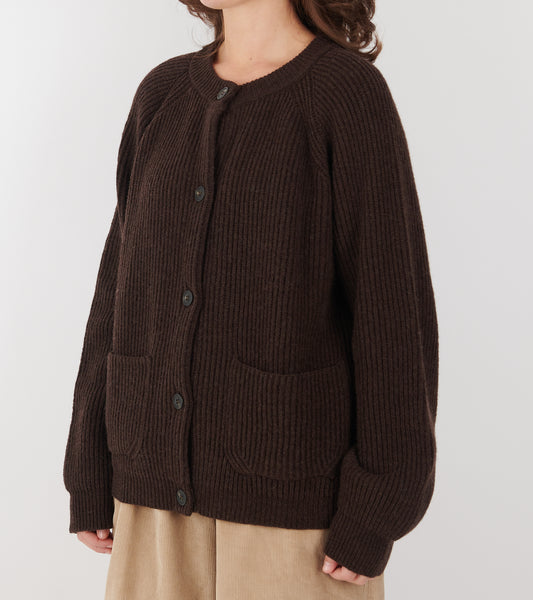 Shetland Wool Cardigan Brown