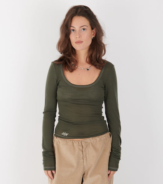 Roga Blouse Grey/Green Melange