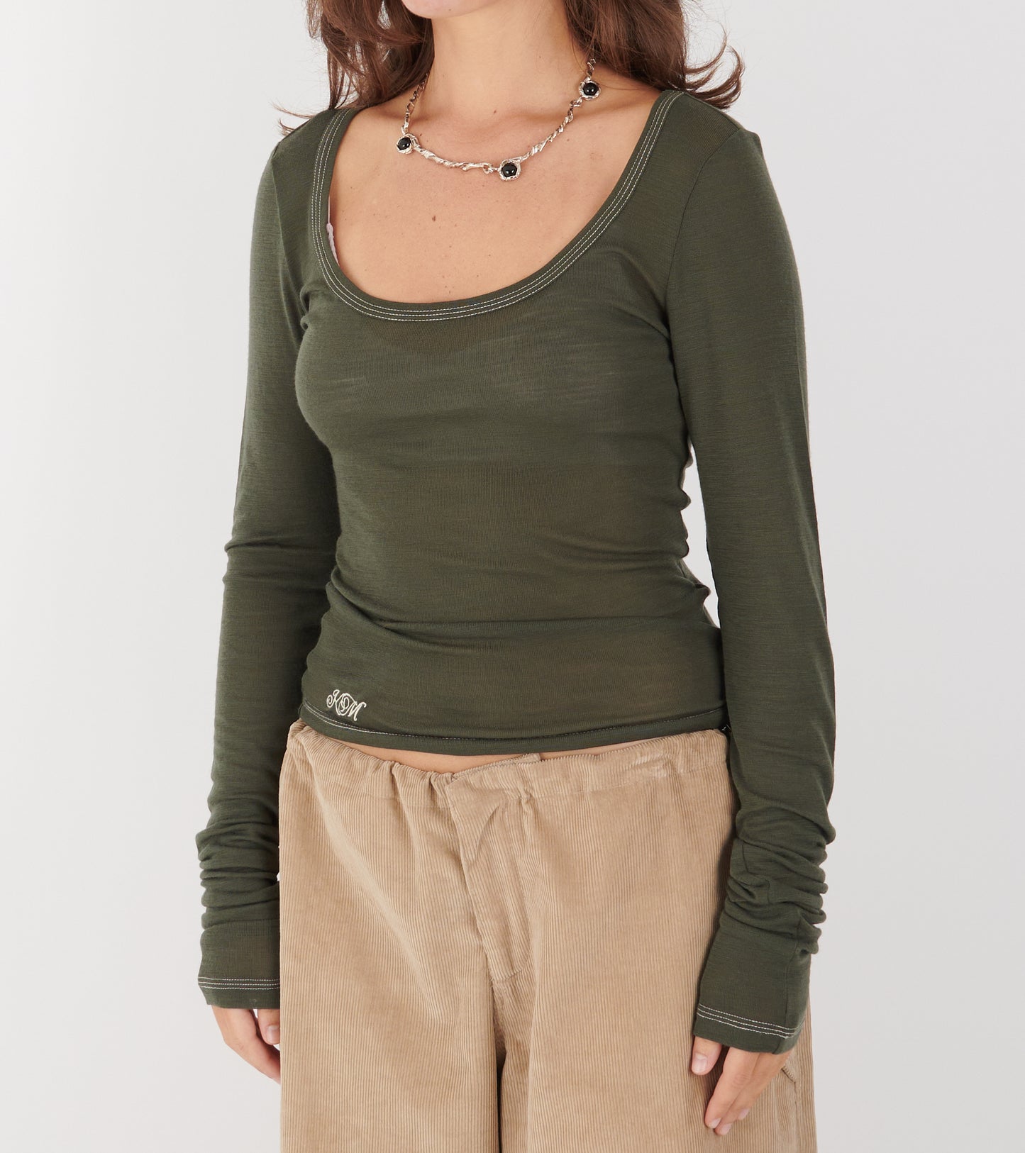 Roga Blouse Grey/Green Melange