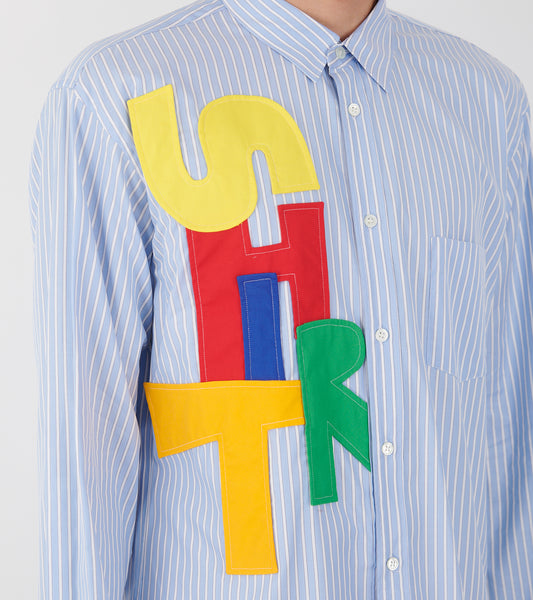 Striped Multicolor Patchwork Logo Shirt Light Blue/White