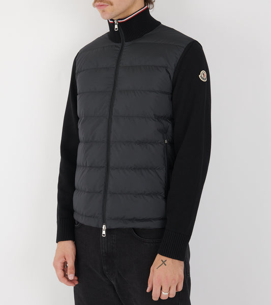 Cotton Knit Tricolor Cardigan Tricot Black