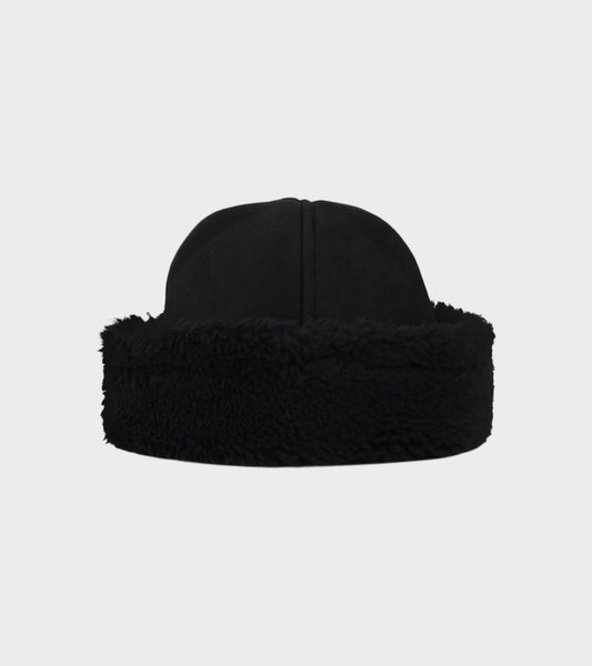 Suede Back Curly Hair Cap Black