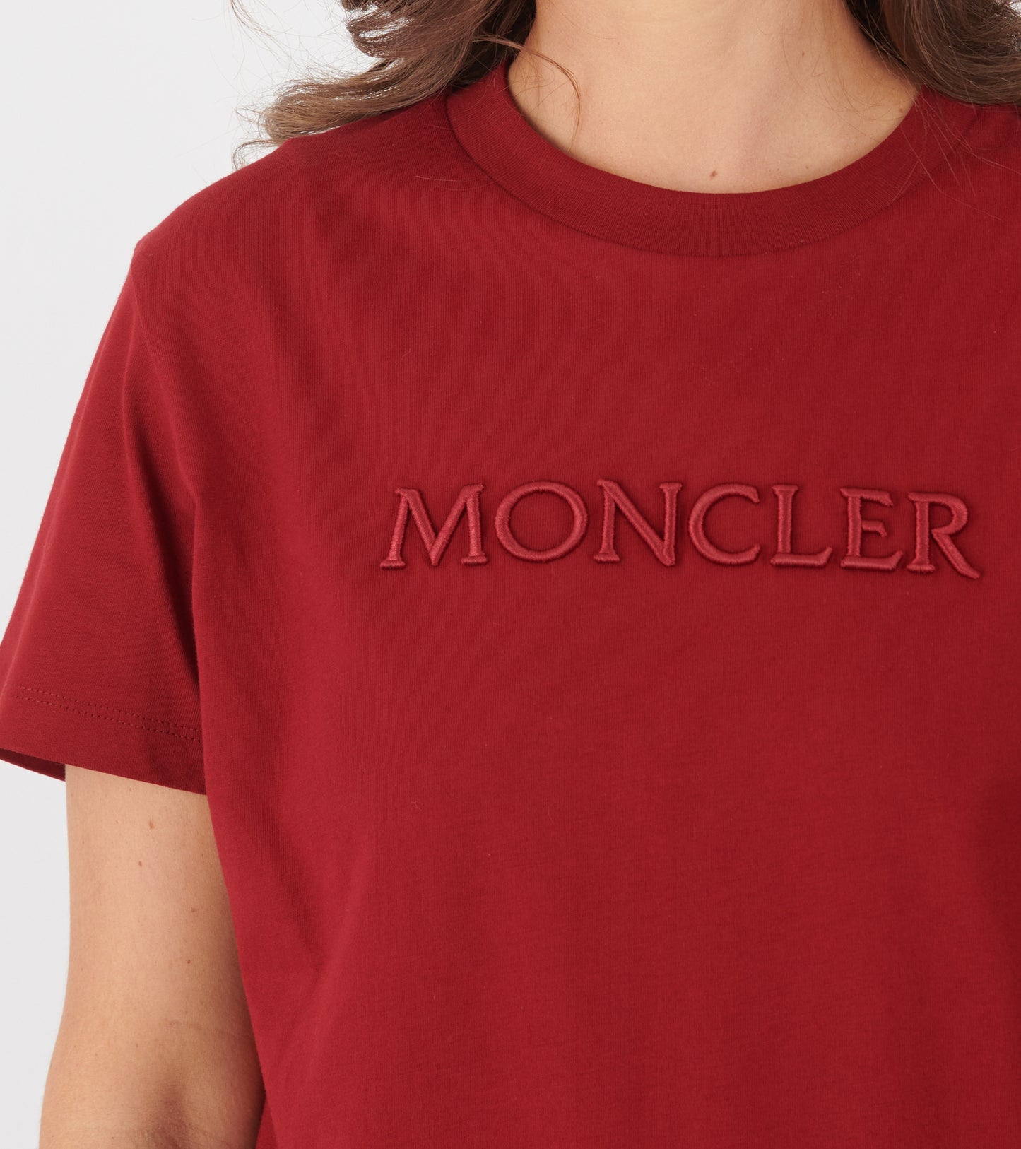 Embroidered Tonal Logo Cotton T-shirt Wine Red