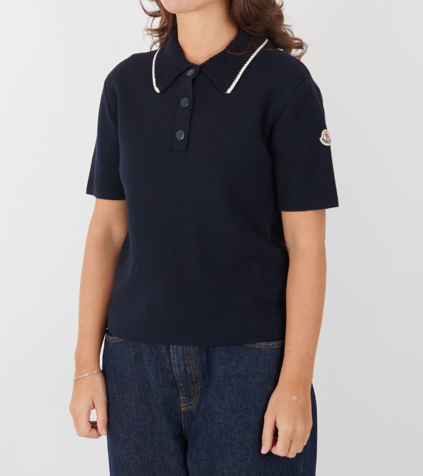 S/S Cotton Knit Polo Navy Blue