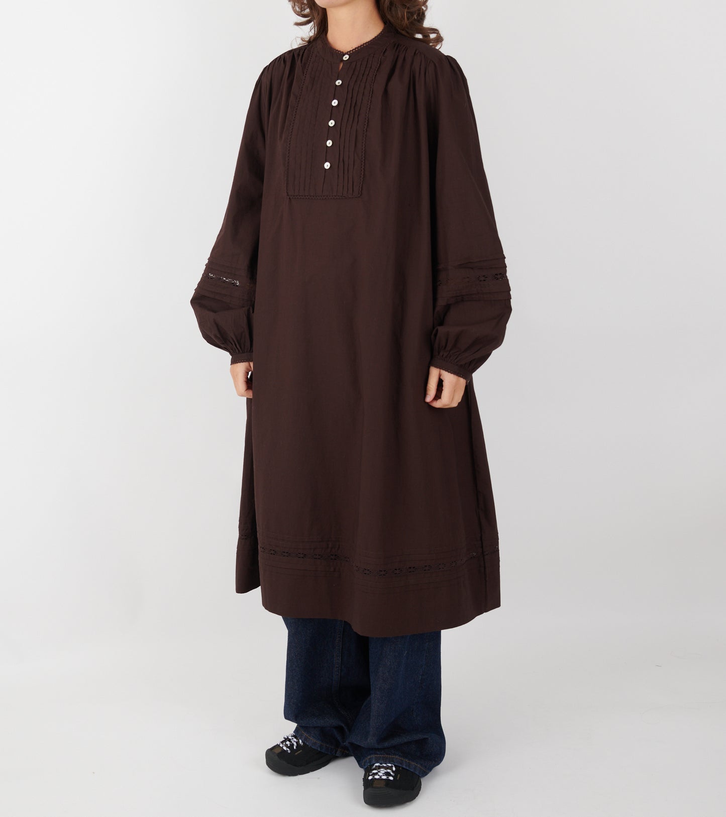 Leaf Shirtdress Dark Brown