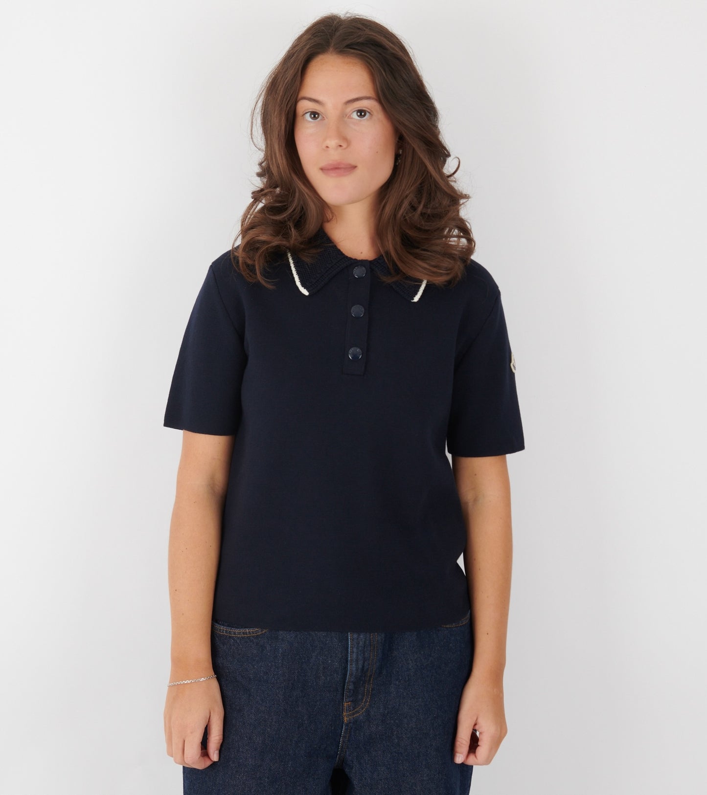 S/S Cotton Knit Polo Navy Blue