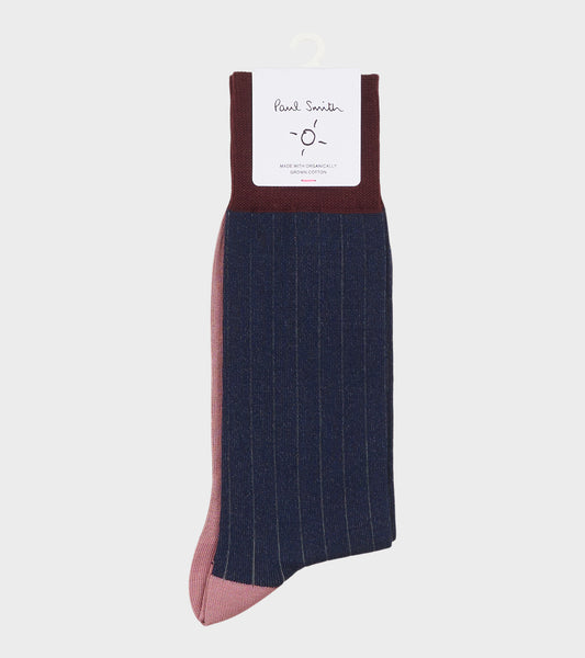 Jerome Rib Socks Navy/Burgundy/Dusty Rose